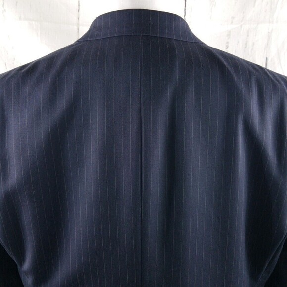 Stafford Tailored Culture Classic Fit 46R Wool 2 Buttn Blue Striped Suit Blazer - Picture 7 of 12